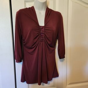 New York & Company size M mauve jeweled blouse